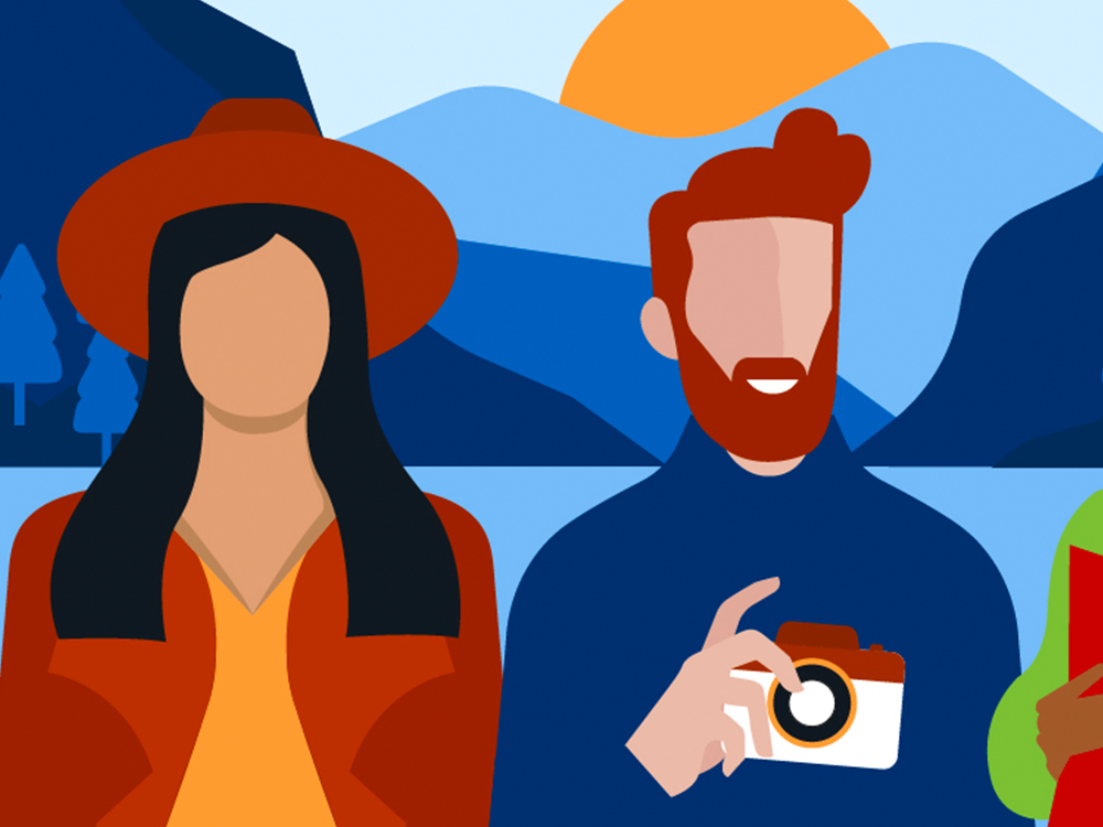 Editorial cover illustrations for Chase Bank blog articles, based on their brand style